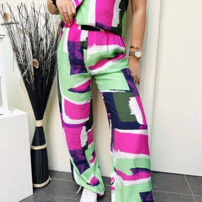Pantalon vert/fushia 26806