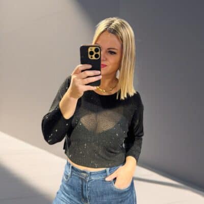 Blouse noire strass 27413