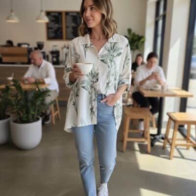 Chemise fleurs kaki 26847