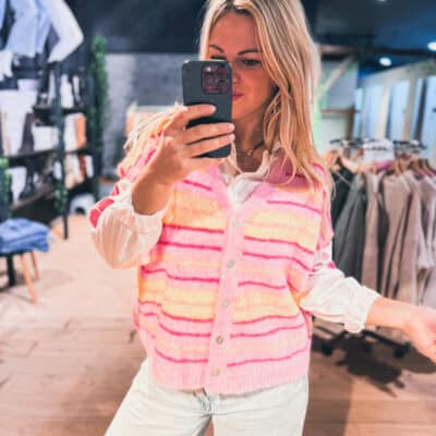 Gilet jaune/rose 27550