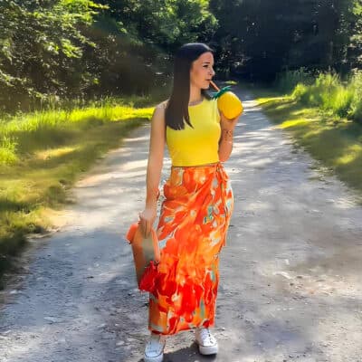 jupe orange/bleue