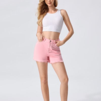 Short jeans rose ou jaune