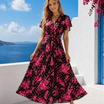 Robe fushia/noire 27919