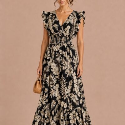 Robe noire/beige 27874