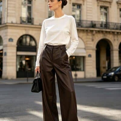Pantalon simili noir ou choco 28045