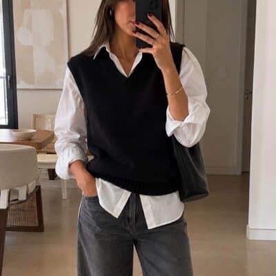 Pull noir sans manches 28052