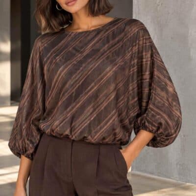 Blouse lignée choco 28059