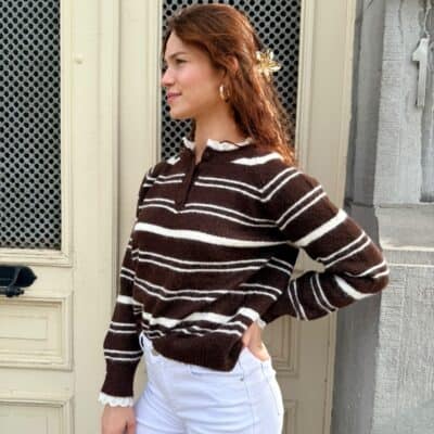 Pull ligné choco 28035